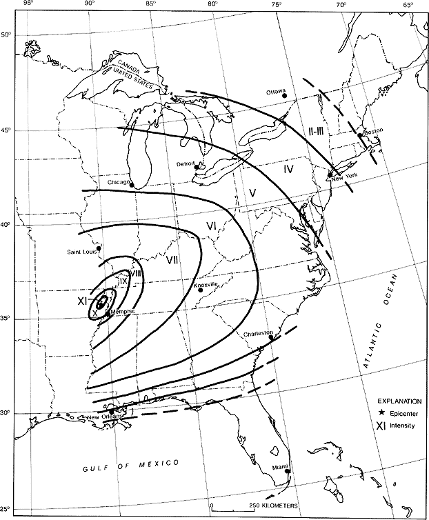 1811 quake energy in eastern US isoseismal mercalli