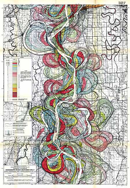 Old paths of Mississippi River meandering