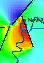 Red = uplift of 10 meters