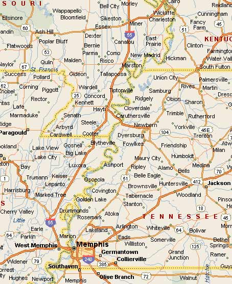 map Memphis-Cairo mapblast
