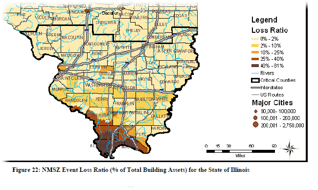 Illinois with simulated magnitude 7.7